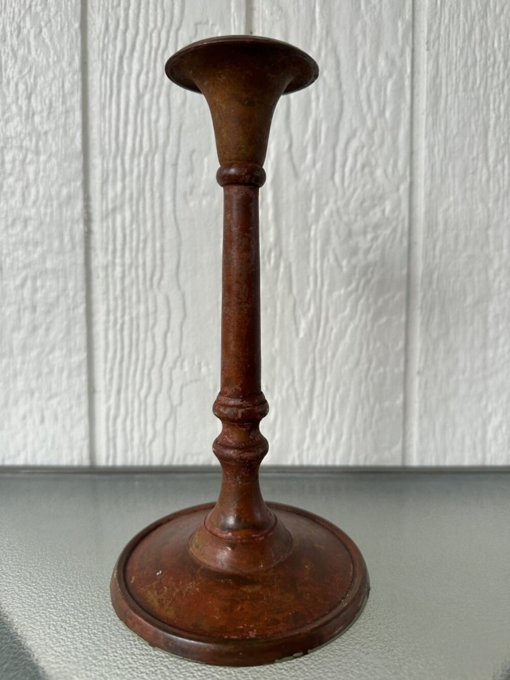 Vintage Copper Candlestick Holder With Patina Finish 7.5-Inch Tall